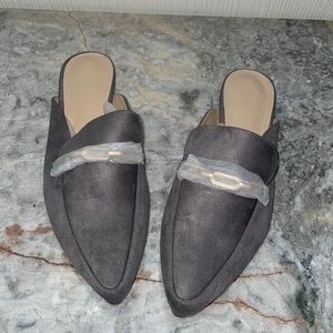 NWOT Grey Mule Loafers